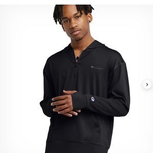 Champion Mens Quarter Zip Fitness Hoodie Sweater Adult black Sweatshirt
